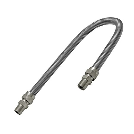 Flextron Gas Line Hose 1/2'' O.D. x 24'' Length 1/2" x 3/8" MIP Fittings, Stainless Steel Flexible Connector FTGC-SS38-24D